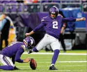  ?? ADAM BETTCHER / GETTY IMAGES ?? Kai Forbath is the eighth-most accurate kicker in NFL history with a career 85.9 percent success rate, but he’s low on playoff experience.