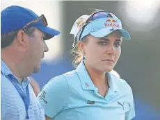  ?? GARY A. VASQUEZ, USA TODAY SPORTS ?? Penalized four strokes on the final day, Lexi Thompson was emotional after her loss to So Yeon Ryu in a playoff in the ANA Inspiratio­n on April 2 in Rancho Mirage, Calif.