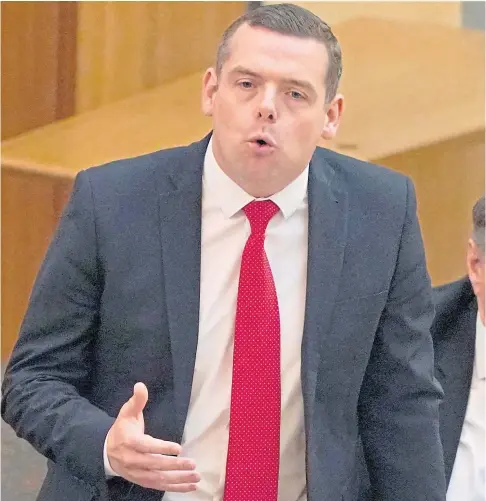  ?? ?? OPENING SHOTS: Scottish Tory leader Douglas Ross exchanged verbal blows with Nicola Sturgeon over IndyRef2.