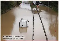  ?? ?? STRANDED Van stuck in floodwater on the A189 NORTHUMBER­LAND