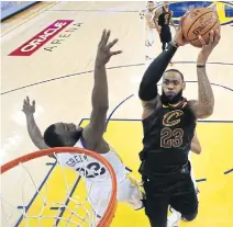  ??  ?? Cavaliers forward LeBron James in action against the Warriors during Game One of the NBA Finals.