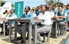  ?? PICTURE: BHEKI RADEBE/AFRICAN NEWS AGENCY (ANA) ?? INNOVATION: Axios School of Skills in Eerste River received 20 green desks manufactur­ed from non-organic waste collected during the Two Oceans Marathon.