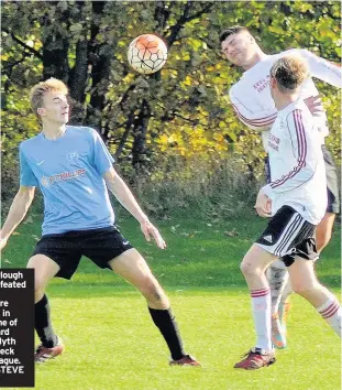  ?? Pictures: STEVE MILLER ?? Ellington Plough (in blue) defeated Guide Post Shakespear­e Tavern 5-2 in Division One of the Standard Security Blyth and Wansbeck Sunday League.