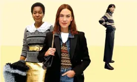  ?? Getty Images ?? Winning patterns: (from left) Tamu McPherson wearing Miu Miu; Alexa Chung in her Cooking Apple X Cutter Brooks tank top; and a Fair Isle sweater from Toast. Composite: