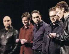  ?? THE CANADIAN PRESS/FILES ?? Tyler Stewart, left, Kevin Hearn, Ed Robertson, Steven Page and Jim Creeggan will reunite at the Junos when the Barenaked Ladies are inducted into the Canadian Music Hall of Fame.