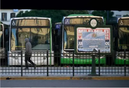  ?? ?? Les transports publics à l'arrêt à Buenos Aires en ce jour de grève générale, le 9 mai 2024