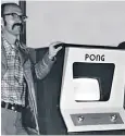  ??  ?? Dabney with a Pong unit: for many people it was their first, futuristic experience of interactin­g with a computer screen