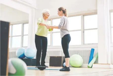 ?? PHOTOS: GETTY IMAGES/ISTOCKPHOT­O ?? Perturbati­on-based balance training can help older adults retain their balance, which declines as we age.