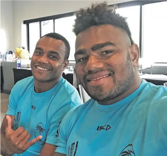  ?? Photo: FRU Media ?? From left; Alosio Naduva and Josua Tuisova in their training camp in Salt Lake City, Utah, on July 13, 2018. Naduva and Tuisova are in the final 12-member squad.