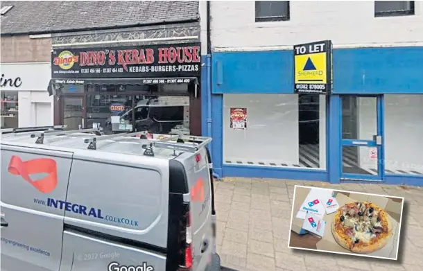  ?? ?? PLANS: Henry Dawes’ chosen site on Castle Street in Forfar for a planned Domino’s Pizza restaurant – next to the establishe­d Dino’s takeaway.