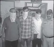  ?? HT PHOTO ?? Three gang members of Jeeva ganga nabbed by police from Jwalapur regarding extortion threat in Haridwar.