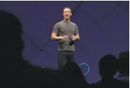  ?? Michael Macor / The Chronicle 2017 ?? Facebook CEO Mark Zuckerberg, here at a conference last year, will testify before Congress.
