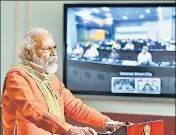  ?? PIB ?? ■
PM Modi interacts with representa­tives from Varanasi-based NGOs via video conferenci­ng, in New Delhi on Thursday.