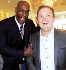  ?? Photo: MICK SMITH ?? HAPPY DAYS: Frank Bruno [left] and Mark Goult share a giggle at September’s British Hall of Fame ceremony in Hastings