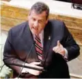  ??  ?? TRENTON: New Jersey Gov Chris Christie addresses a joint session of the Democrat-led Legislatur­e at the statehouse in Trenton, NJ. —AP