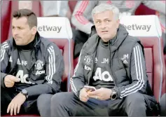  ??  ?? File photo shows Manchester United manager Jose Mourinho and assistant manager Rui Faria before the English Premier League match between West Ham United and Manchester United at London Stadium. — Reuters photo