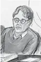  ?? ELIZABETHW­ILLIAMS/AP 2019 ?? A courtroom drawing shows Keith Raniere, leader of the secretive group NXIVM.