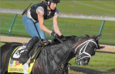  ?? BARBARA D. LIVINGSTON ?? Always Dreaming proves to be a handful during training Wednesday at Churchill Downs.