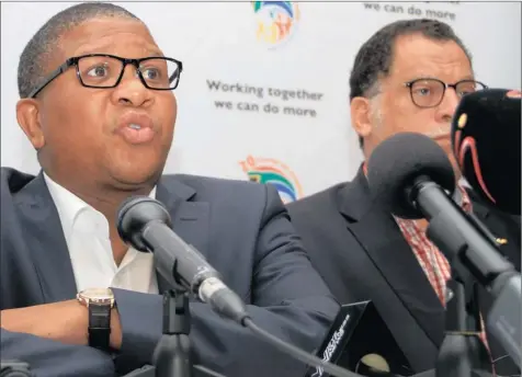  ?? PICTURE: GALLO IMAGES ?? NOT HAPPY: Minister of Sport and Recreation Fikile Mbalula and Danny Jordaan have promised a comprehens­ive review of the national team after Bafana’s loss on Sunday.