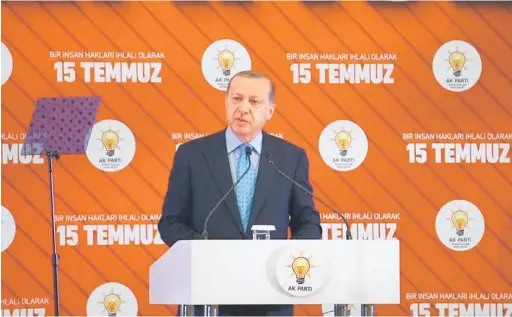  ?? — Gambar Bernama ?? TONGGAK TURKI: Presiden Turki Recep Tayyip Erdogan berucap pada satu majlis di Ankara, baru-baru ini.