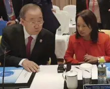  ??  ?? Former President Gloria Macapagal Arroyo and former UN chief Ban Ki-moon are elected to the Boao Forum board.