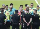  ?? Photograph: Ahn Young-joon/AP ?? Tite speaks to his players and staff during a training session ahead of their friendly against South Korea in June 2022.