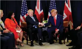  ??  ?? Boris Johnson and Donald Trump meeting on the sidelines of the UN general assembly in New York in September last year. Photograph: Jonathan Ernst/Reuters