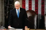  ?? THE NEW YORK TIMES ?? Vice President Mike Pence presides over a joint session of Congress to certify the 2020 Electoral College results on Capitol Hill in Washington on Jan. 6.