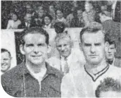  ??  ?? Dickie Cruickshan­k (right) with his Corby Town manager, Tommy Hadden