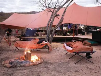  ??  ?? Sleeping in a swag (above) under the stars is always an outback highlight.