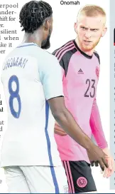  ??  ?? UP AGAINST IT McBurnie, right, and England’s Onomah