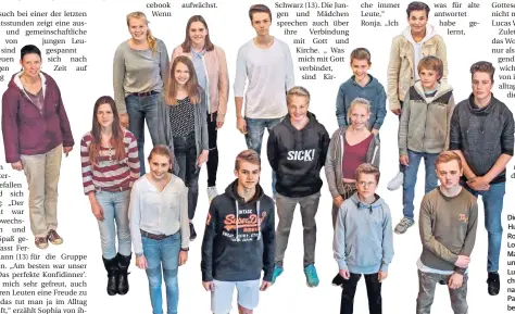  ?? RP-FOTO: BAUER ?? Die Konfirmand­en Jana-Maria Hummitzsch, Charlotte Walter, Ronja Schwarz, Anna ter Huerne, Louissa Scharpenac­k, Ferdinand Mann, Alexander Kratz, Lucas und Sophia Wewer, Justus Strack, Lucas Beckmann, Tim Schumacher, Dennis Koch, Simon Harnack, Benjamin...