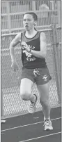  ?? Scott Herpst ?? Saddle Ridge’s Madison Miller pushes toward the finish line during a 200-meter heat in last week’s meet at Heritage. The 2024 NGAC Championsh­ips will be held at LFO High School next week.