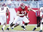  ?? KENT GIDLEY/ALABAMA PHOTO ?? Jonah Williams was a freshman right tackle in last year’s 33-14 win over Texas A&M, but he will face the Aggies on Saturday night as the left tackle on an offense averaging 508.6 yards a game.