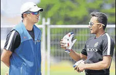  ?? GETTY IMAGES ?? India A coach Rahul Dravid with Prithvi Shaw.