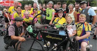  ??  ?? The # Ianspirati­on behind it all…Ian O’Connell asked everybody to stand out, Anthony Cronin, (Anto Butch) Aidan Bergin and John O’Donoghue along with many others more took up the challenge and cycled the Ring of Kerry Charity Cycle in old vintage...