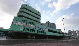  ?? Reem Mohammed; Mona Al Marzooqi; Pawan Singh / The National ?? Clockwise from top left, Al Bateen Mall, with its dramatic, flying canopies, is one of Abu Dhabi’s landmark structures; the central bus station; taxi stand and City Terminal