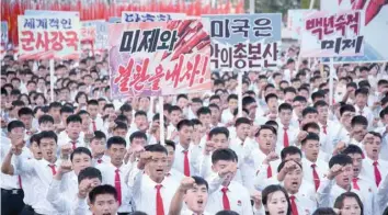  ?? Reuters ?? An anti-US rally held at Kim Il Sung Square on Saturday. The photo was released by North Korea’s Korean Central News Agency in Pyongyang on Sunday. —