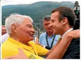  ?? GETTY/AP ?? Raymond Poulidor in 1961 and, above, with French President Emmanuel Macron on the 2017 Tour.