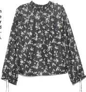  ??  ?? Floral prints are a fun option for fall, just stick to one bouquet-covered item rather than a head-to-toe look. Wilfred Lourdes blouse in black available at Aritzia, $195.