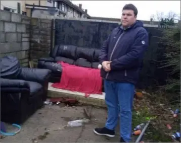  ??  ?? Sinn Féin activist and local election candidate Eugene Garvey at the location of the illegal dumping.
