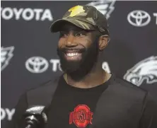  ?? Ap photo ?? PREPARED: Eagles safety Malcolm Jenkins is all smiles yesterday as he talks about facing the Patriots in the Super Bowl.