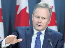  ?? THE CANADIAN PRESS FILES ?? Bank of Canada governor Stephen Poloz remains cautious about Canada’s economy, saying he has seen positive data disappear in the past. The country’s economy took a hit in February with an unexpected trade deficit.