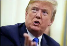  ?? EVAN VUCCI — THE ASSOCIATED PRESS ?? President Donald Trump speaks during an event to sign a proclamati­on in honor of World Nurses Day, in the Oval Office of the White House, Wednesday, May 6, 2020, in Washington.