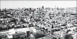  ?? JOSH EDELSON/AFP VIA GETTY IMAGES ?? An aerial panoramic view shows San Francisco skyline from Dolores Park in San Francisco, on May 22, amid the novel coronaviru­s pandemic. Rates of migration away from San Jose and San Francisco are expected to be three to four times higher than normal in the coming years as more companies allow employees to work from home.