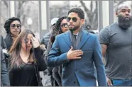  ?? [MATT MARTON/THE ASSOCIATED PRESS] ?? Empire actor Jussie Smollett, center, arrives at the Leighton Criminal Court Building for his hearing Thursday in Chicago.