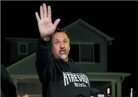  ?? JACK DEMPSEY — THE ASSOCIATED PRESS ?? Richard Fierro gestures while speaking during a news conference outside his home about his efforts to subdue the gunman in Saturday’s shooting at Club Q, Monday, in Colorado Springs, Colo.