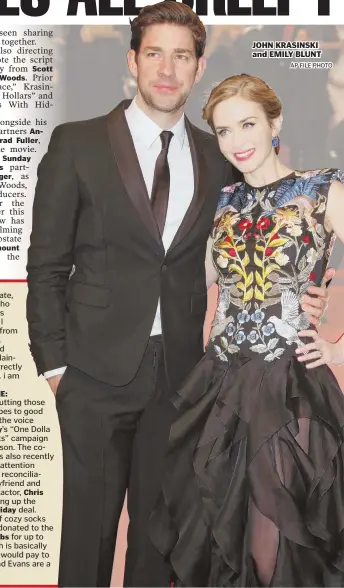  ?? AP FILE PHOTO ?? JOHN KRASINSKI and EMILY BLUNT