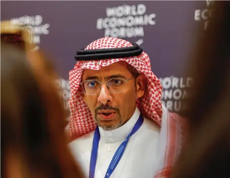  ?? Reuters ?? Bandar Alkhorayef, Saudi Minister of Industry and Mineral Resources, at the World Economic Forum in Riyadh