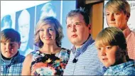  ?? BEBETO MATTHEWS / ASSOCIATED PRESS ?? Former firefighte­r Patrick Hardison, 42, is surrounded by his children in New York on Wednesday, one year after his face transplant surgery.